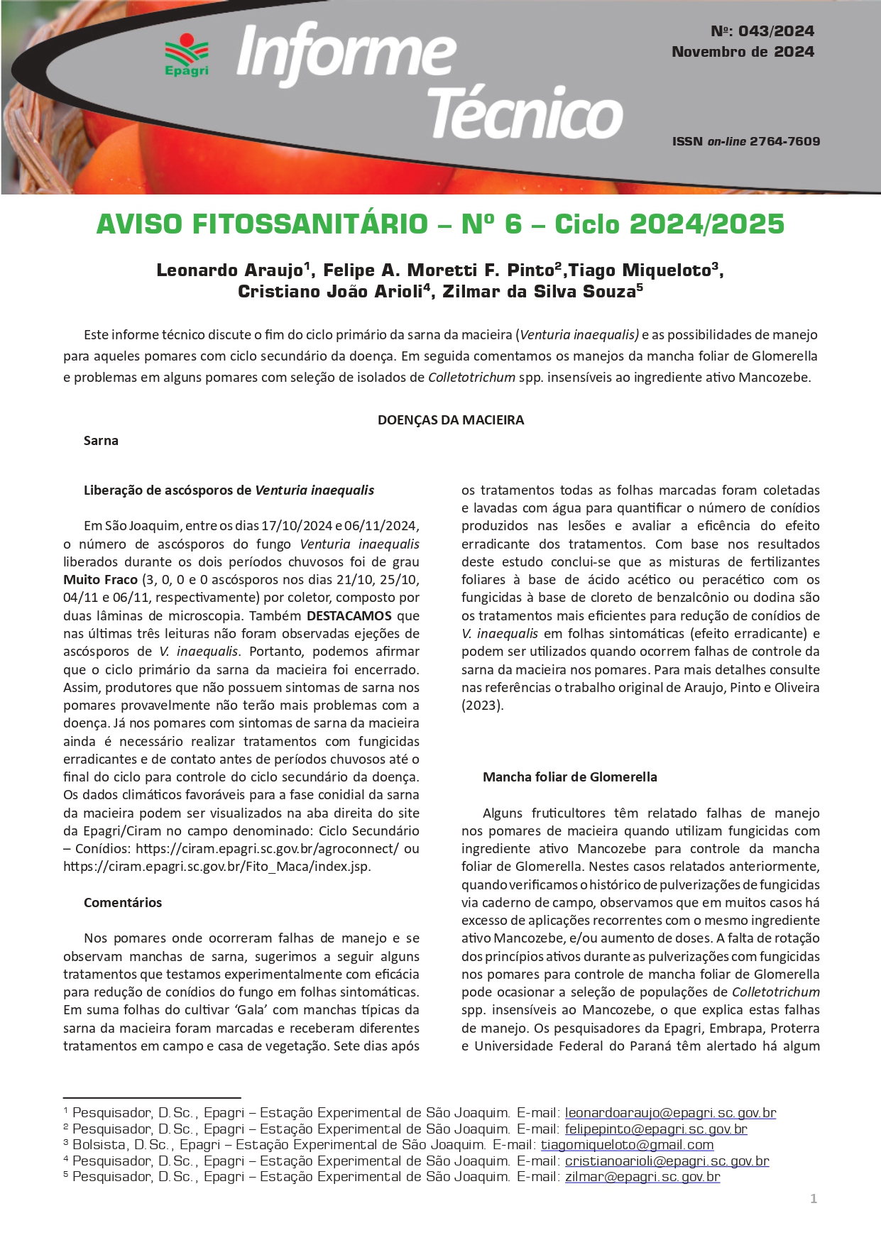 					Visualizar n. 43 (2024): Aviso fitossanitário – Nº 6 – Ciclo 2024/2025
				