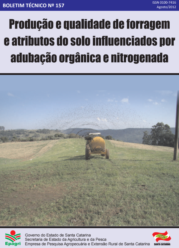 					Visualizar n. 157 (2012): Produção e qualidade de forragem e atributos do solo influenciados por adubação orgânica e nitrogenada
				