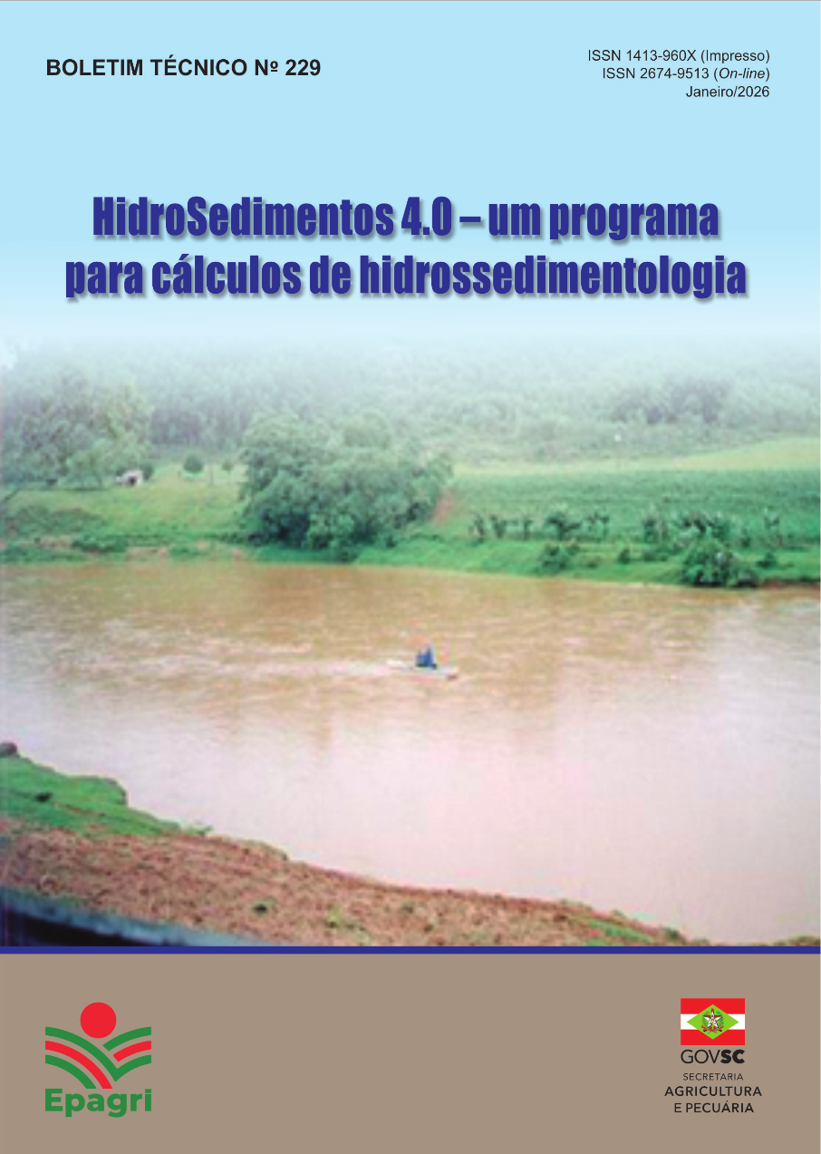 Este Boletim Técnico tem como objetivo apresentar uma revisão sobre as técnicas de Hidrossedimentologia, visando à coleta de sedimentos em suspensão e apresentar o programa HidroSedimentos na sua versão 4.0, mais atualizada para os cálculos de vazão e de coleta de amostras de sedimentos em suspensão.